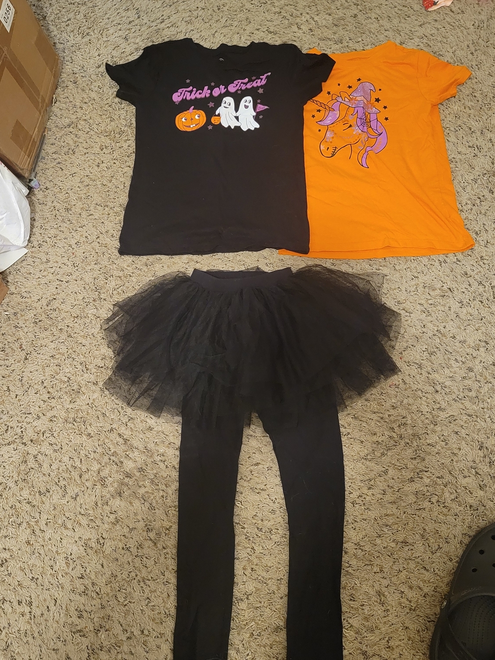 Wonder Nation Black & Orange Halloween Tee, Tutu Leggings Set